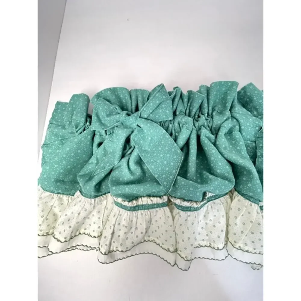 Vintage Mint Green Ruffled Curtain Valance Cottagecore Farmhouse Shabby Chic